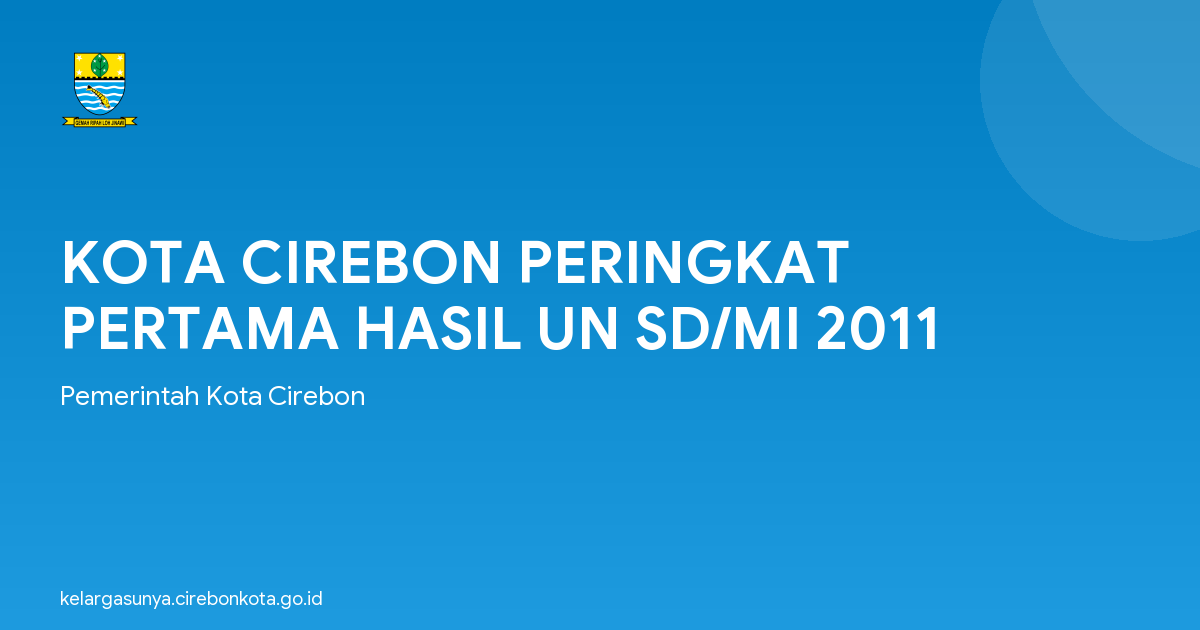 KOTA CIREBON PERINGKAT PERTAMA HASIL UN SD/MI 2011